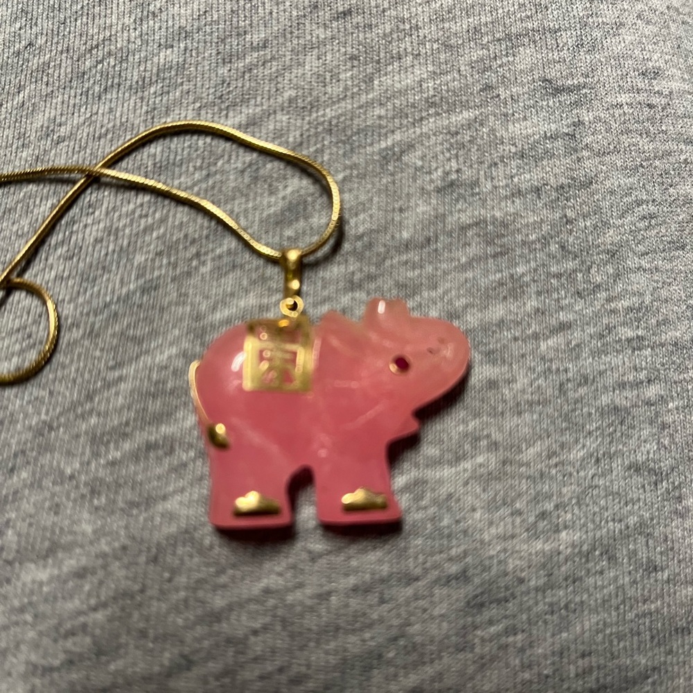 Pink Elephant Pendant Necklace